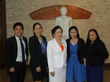 Hon. Leah S. Paquiz with Mr. Iquin the BSN 4A Class President, Ms. Amparo T. Miguel and Aleli R. Cheng